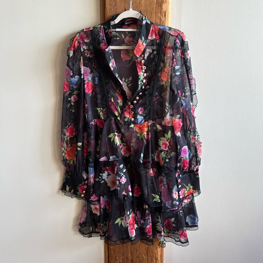 Beulah style Large Sheer Floral Dress